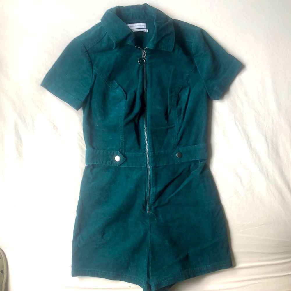 UO Teal Corduroy Romper